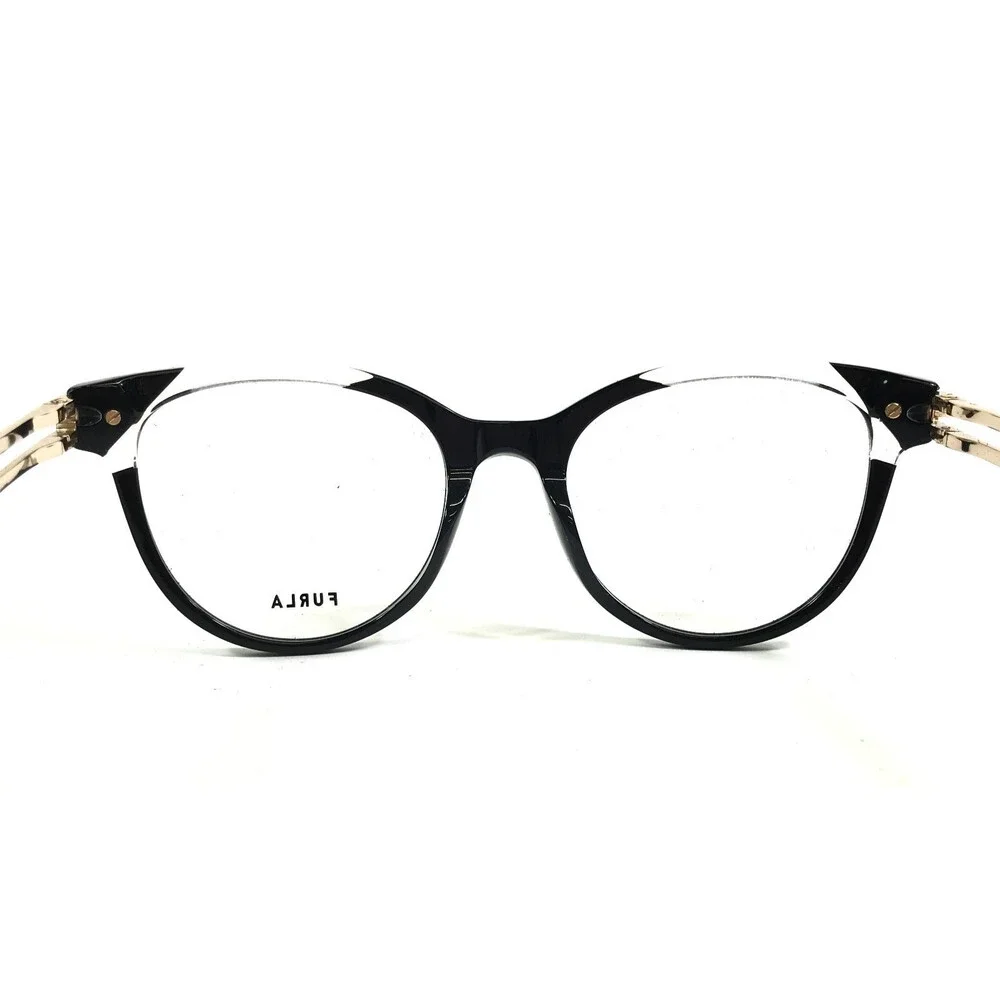 Furla Eyeglasses Frames VFU672 COL.0700 Black Clear Cat Eye Full Rim 51-19-135